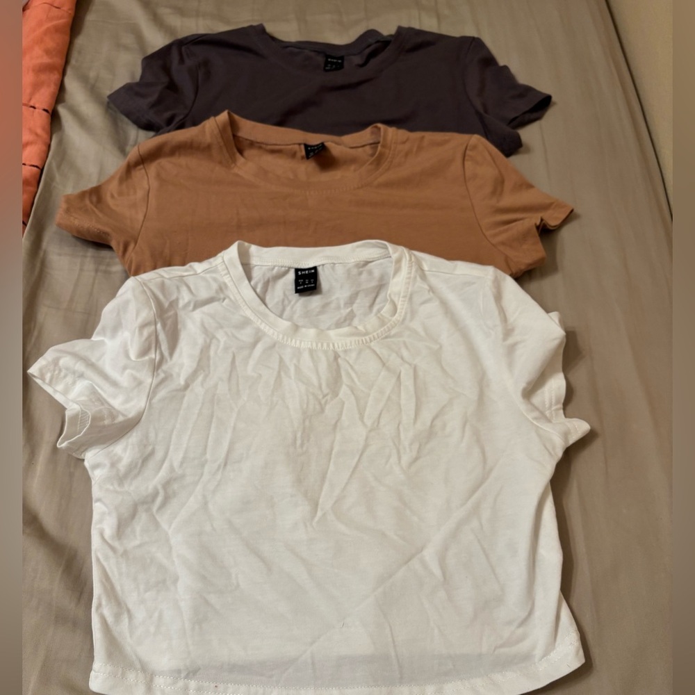 Women's Casual T-Shirt Set - White, Brown, Black